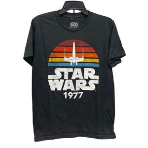 New Star Wars Mens Small X-Wing Starfighter 1977 Vintage Style Cotton Blend Tee